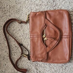 Fossil Brown Leather Satchel Messenger Bag Crossbody Shoulder Bag Hobo Bag